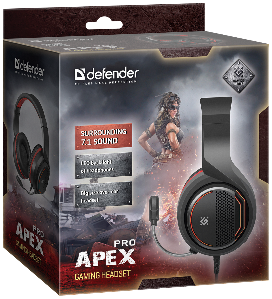 Компьютерная гарнитура Defender Apex Pro, черный/красный