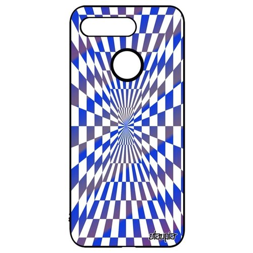 фото Простой чехол на смартфон // honor v20 / view 20 // "иллюзия шахмат" дизайн эффект, utaupia, голубой