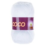 Пряжа COCO VITA Cotton, 50г, 240м (Коко Вита Коттон) 100% мерсеризованный хлопок, цвет 3851 белый, 5шт - изображение