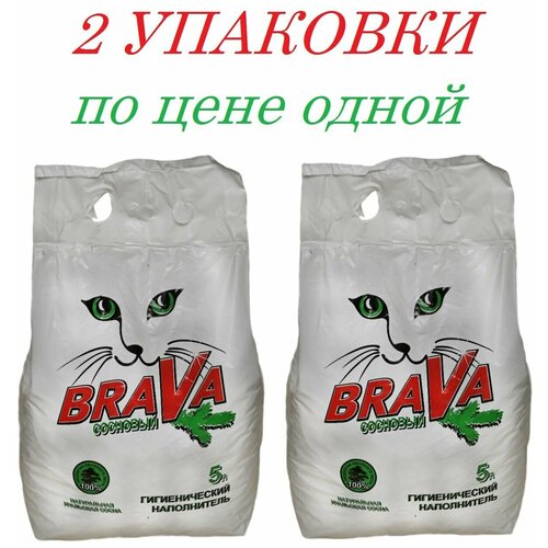 Наполнитель для кошачьего туалета Brava древесный сосновый 5л 2 упаковки наполнитель для кошачьего туалета brava сосновый впитывающий 15 л