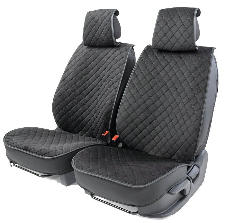 Накидки на передние сиденья Car Performance CUS-2012 BK/BK, 2 шт, алькантара, поролон 8 мм, чёрый