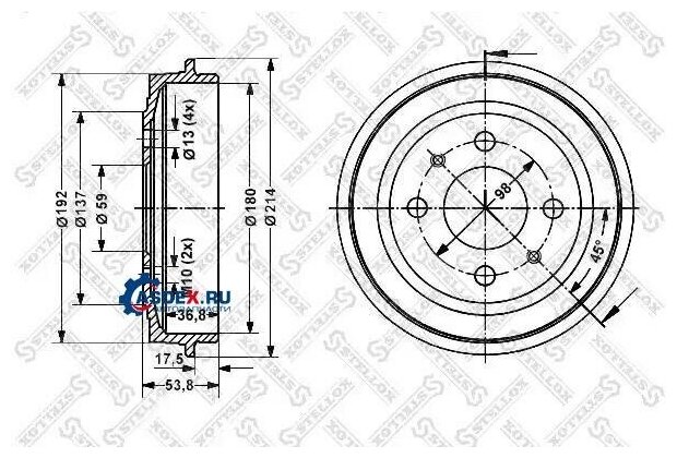 STELLOX 60252309SX 6025-2309-SX_барабан тормозной\ Fiat Brava/Bravo/Tipo/Tempra 1.1-1.9TD 88-95