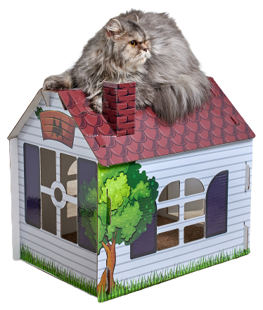Улучшенный картонный домик для кошек и собак (матовый) и когтеточка для кошек из TикТок TikTok, картонный домик для кошки 207-013, Maskbro - фотография № 1
