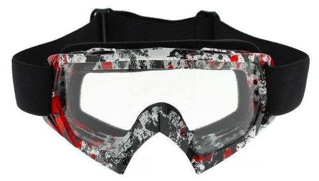 Очки-маска для езды на мототехнике стекло прозрачное цвет красный-черный ОМ-21