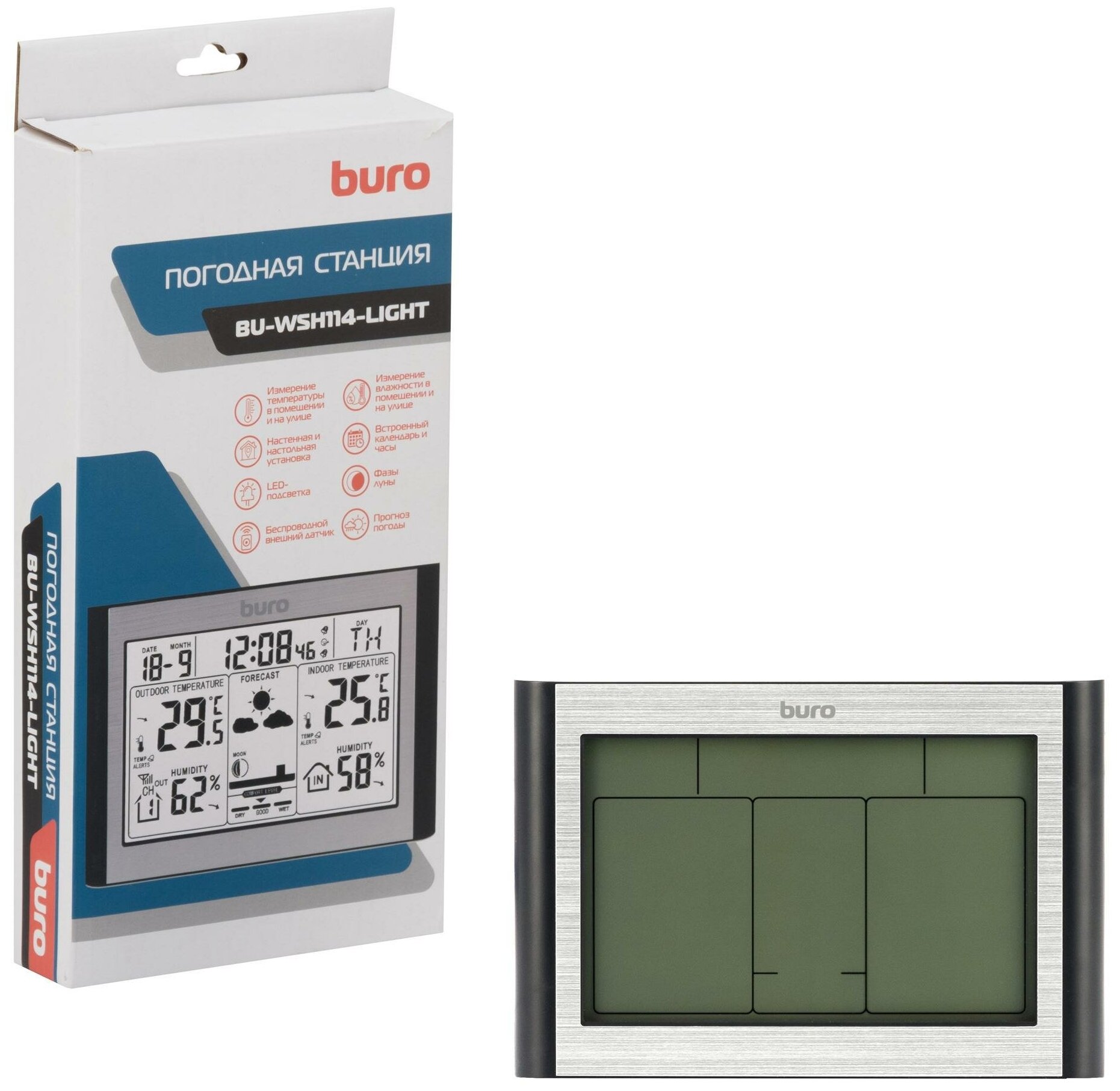 Погодная станция Buro BU-WSH114-LIGHT серебристый - фотография № 5