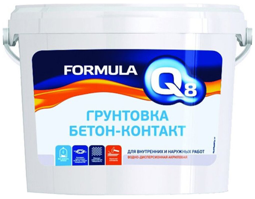 Грунтовка акриловая с кварцевым наполнителем Бетон-контакт FORMULA Q8 12кг бесцветный - фотография № 4