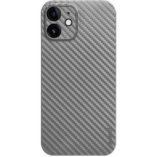 Накладка пластиковая Memumi Slim Carbon iPhone 12 белая 0.3mm
