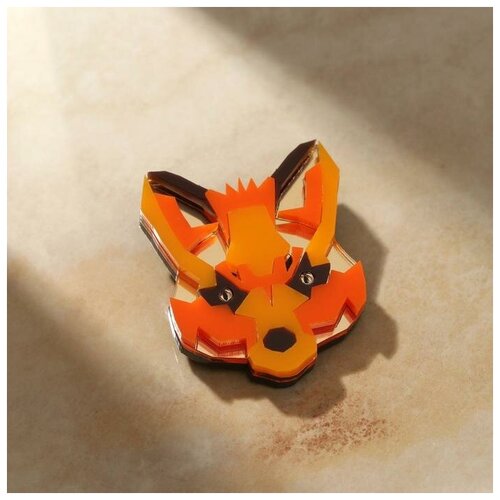 фото Брошь акрил эффектная, эксклюзив, топ "лиса" цвет оранжевый lapanda