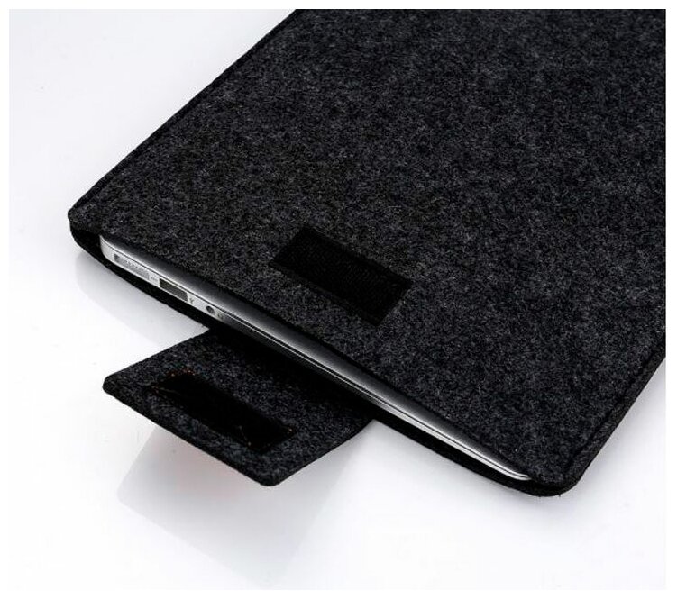 Чехол войлочный на липучке для ноутбука 15.6-16 дюймов, размер 39-29-2 см, черный
