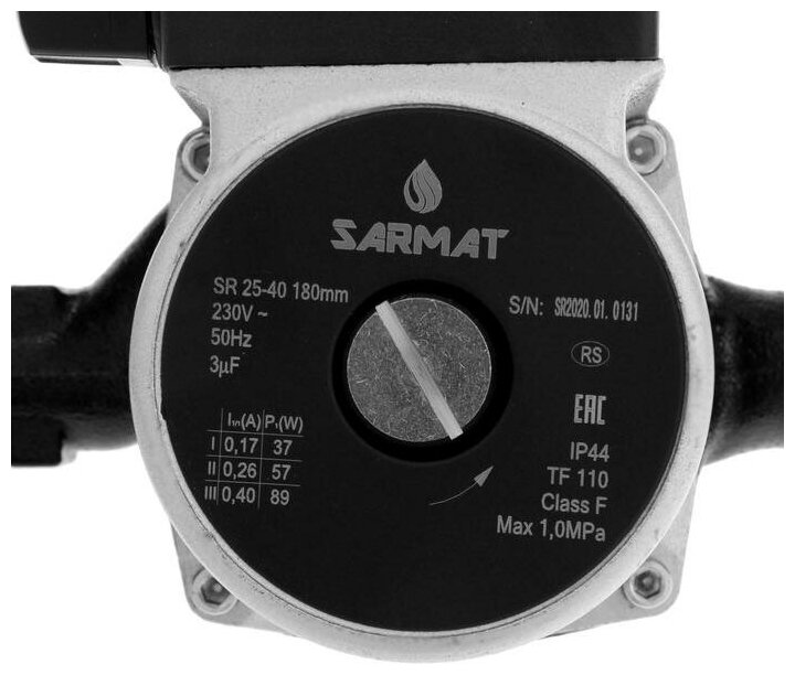 Насос циркуляционный SARMAT SR 25-40/130, 37/57/89 Вт, напор 4 м, кабель 1.2 м - фотография № 20