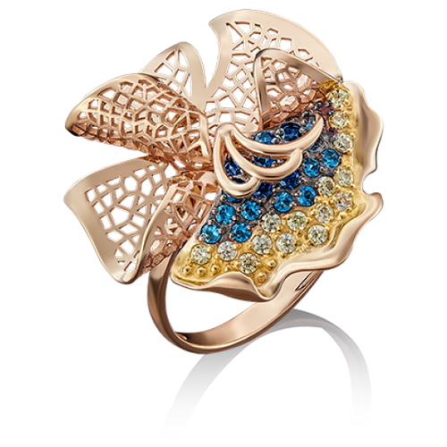PLATINA jewelry Кольцо из красного золота с фианитом 01-4881-00-404-1110-65, размер 16