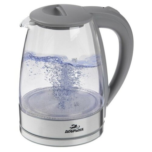 Чайник электрический Добрыня DO-1253G стекло 18 л 1800 Вт серый 1576300₽