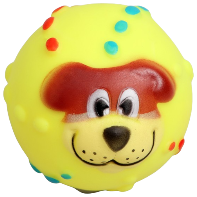 Игрушка пищащая Мяч Джим для собак 6 см жёлтая - фотография № 1