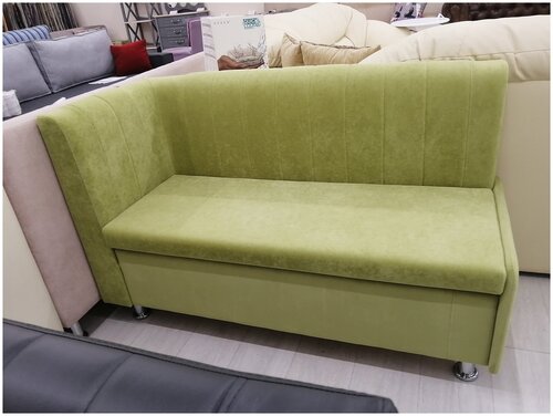 Кухонный диван с ящиком прямой К020 флок антикоготь зеленый дерево