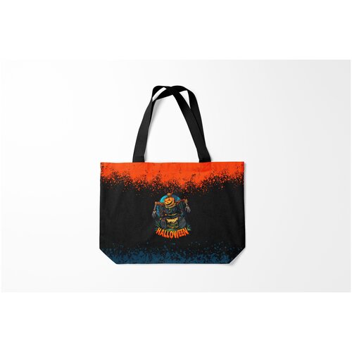 фото Сумка-шоппер / 46х35 см / праздники / хэллоуин пугало из тыквы halloween burnettie