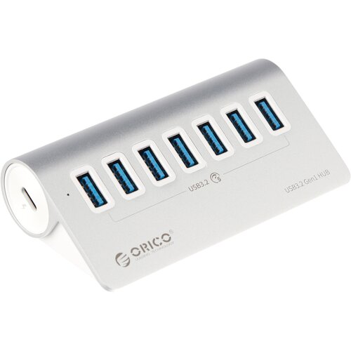 USB-концентратор  ORICO M3U7-05, разъемов: 7, 50 см, серебристый
