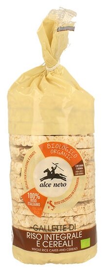 Alce Nero Хлебцы БИО из цельнозернового риса с полбой, амарантом и киноа, полимерный пакет 100 г