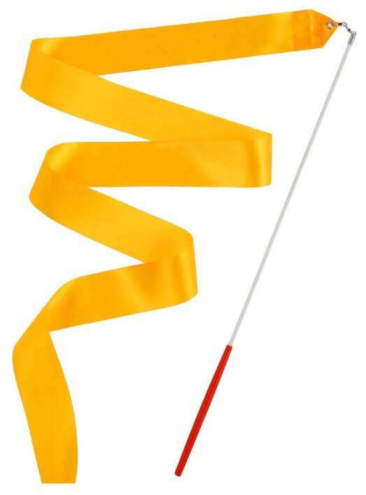 Лента гимнастическая с палочкой, 4 м, цвет оранжевый
