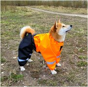 Комбинезон дождевик для собак средних и крупных пород с регулировкой размера 50-60см Orange / Black