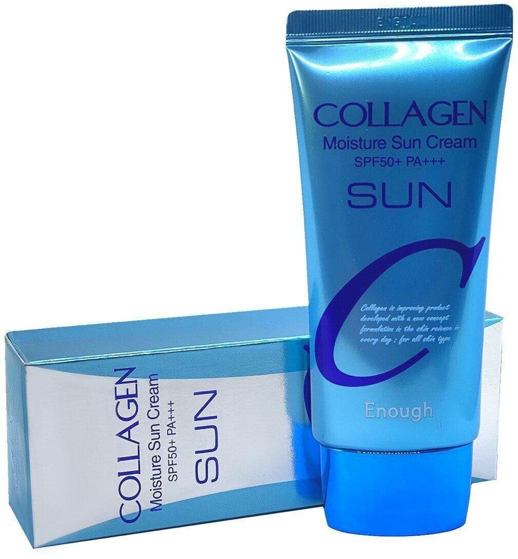 Enough Солнцезащитный крем для загара защита от солнца увлажняющий для лица и тела Collagen Moisture Sun Cream, SPF 50 , 50 мл Корейская косметика