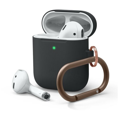 фото Чехол с карабином elago skinny hang case для airpods/airpods 2 wireless, цвет черный (eapsk-hang-bk)