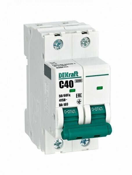 Автоматический выключатель 2P 40А хар-ка C 6кА DEKraft ВА-103 (упаковка 4 шт.) - фотография № 2
