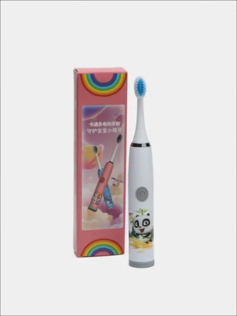 Детская электрическая зубная щетка с мягкой щетинкой/ 4 насадки и батарейка в подарок - фотография № 2