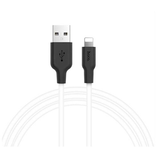 Кабель USB Lightning 8Pin HOCO X21 2.0A 1м Plus Silicone черно-белый кабель hoco x21 silicone usb lightning 1 м 1 шт черный белый