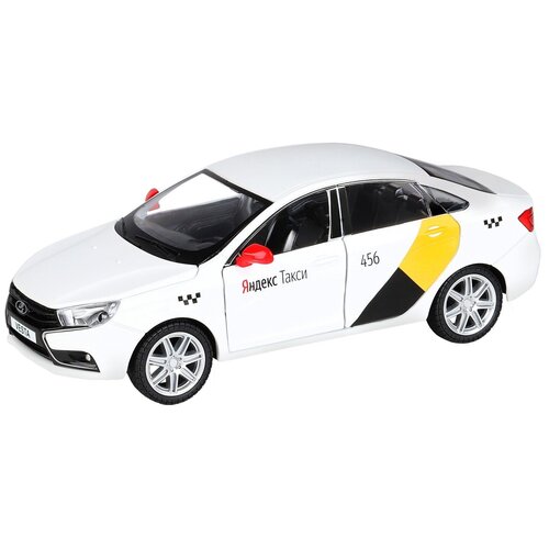 Машинка металлическая Яндекс. Такси Lada Vesta, цвет белый, масштаб 1:24, открываются 4 двери (JB1251344)