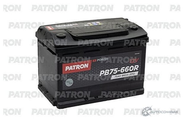 Аккумуляторная Батарея 75ah Patron Power 12v 75ah 660a Etn 0(R+) B13 278x175x190mm 15,5kg PATRON арт. PB75-660R