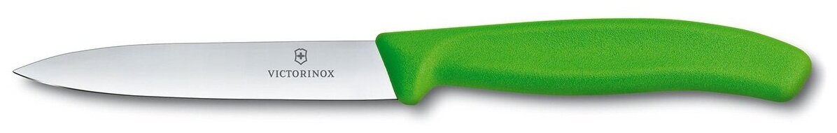 Нож кухонный Victorinox Swiss Classic, для овощей, 100мм, заточка прямая, стальной, зеленый [6.7706. l114]