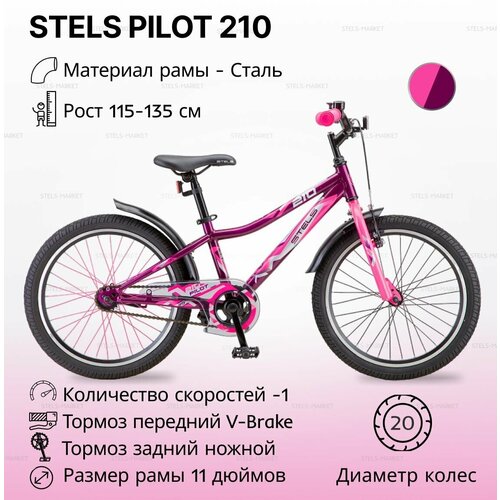 Велосипед детский STELS Pilot-210 20 Фиолетовыйрозовый 2022 1020000₽
