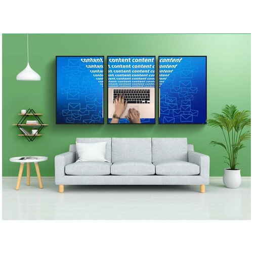 фото Набор модулных постеров для интерьера "новости, содержание, клавиатура" 60x90 см. в тубусе, без рамки lotsprints