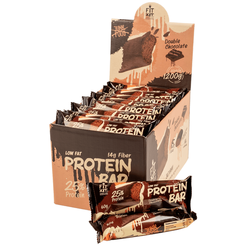 Протеиновый батончик FITKIT Protein Bar, 1200 г, двойной шоколад вафля бельгийская протеиновая без сахара evolution food со вкусом пиццы 55 г