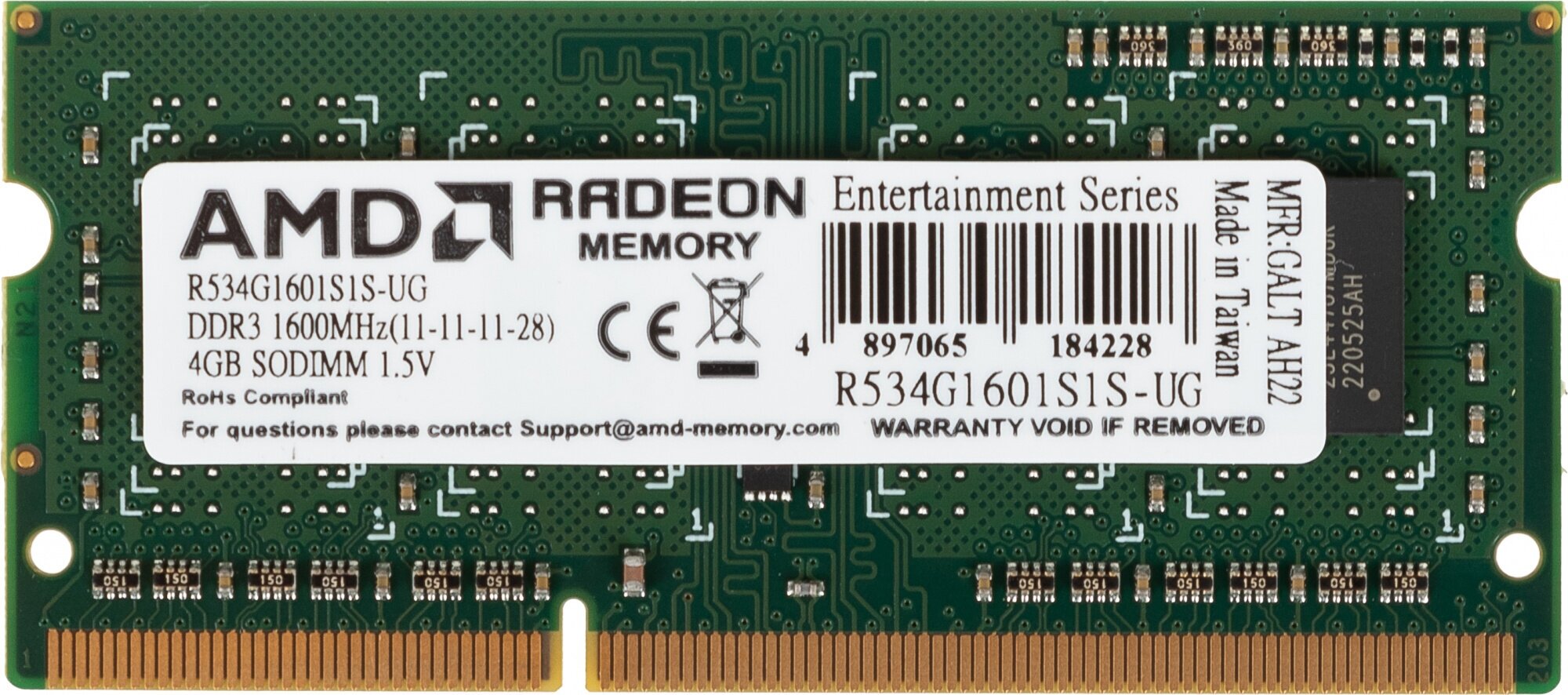 Оперативная память AMD DDR3 1600 МГц SODIMM CL11 R534G1601S1S-UG