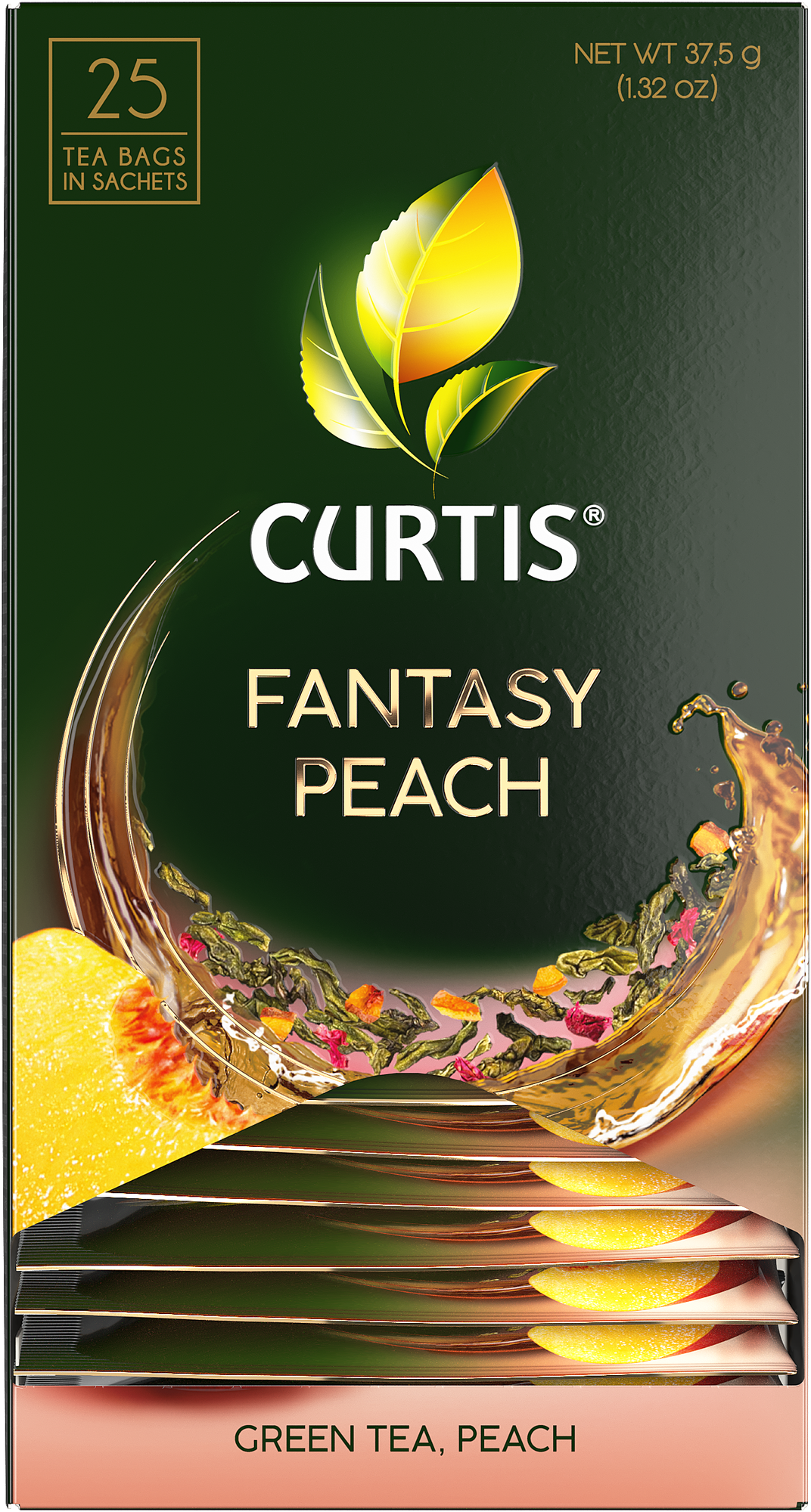 Чай Curtis Fantasy Peach зеленый c шиповником кусочками яблок и лепестками розы 25*1.5г Компания Май - фото №6