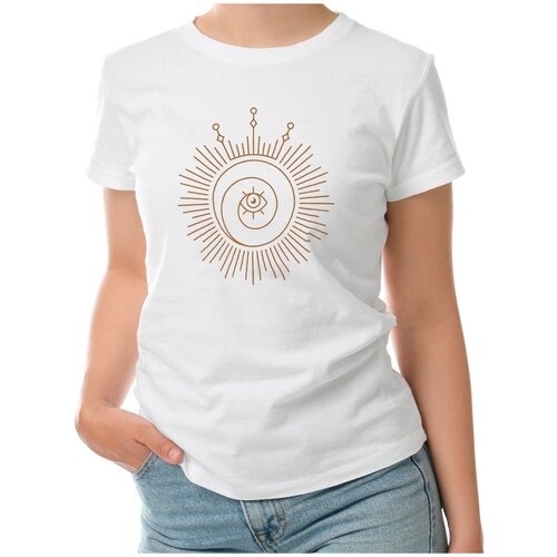 Женская футболка «Солнце в короне в стиле бохо» (L, темно-синий)