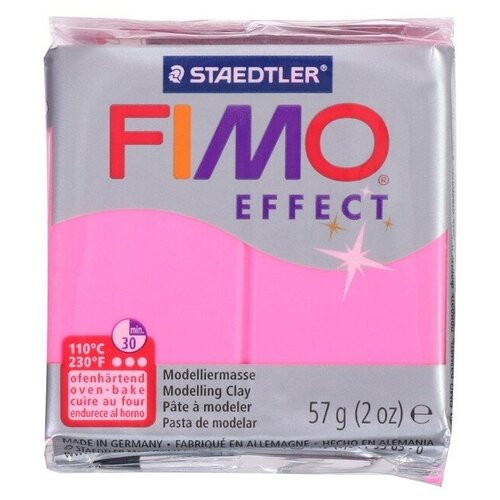 полимерная глина fimo effect цвет ваниль 1 упаковка Пластика - полимерная глина, 57 г, Neon effect, фуксия