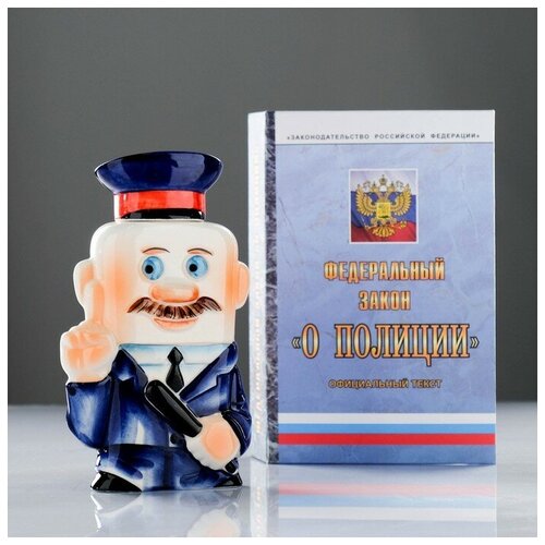 Весёлый фарфор Штоф фарфоровый «Полиция», 0.35 л, в упаковке книге