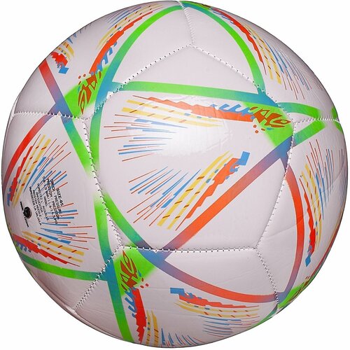 фото Футбольный мяч junfa с оранжево-зелеными полосками 22-23 см