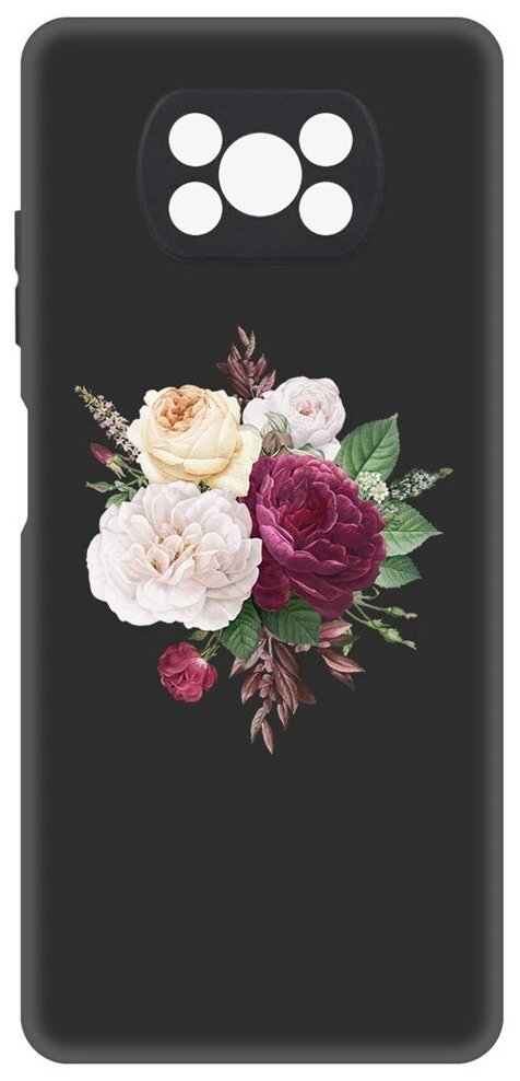 Чехол-накладка Krutoff Soft Case Цветочная композиция для Xiaomi Poco X3 Pro черный