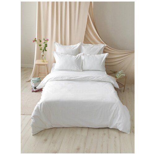 Постельное белье евростандарт MOYЁ HOME White страйп-сатин, 100% хлопок