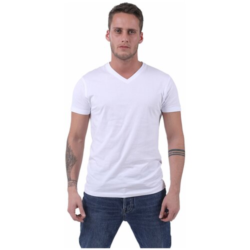 фото Мужская футболка sergio dallini с коротким рукавом и "v"образным вырезом sdt751-1-xl белый