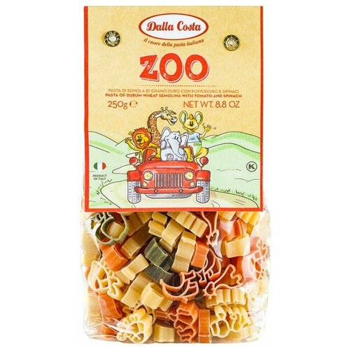 Макароны Dalla Costa Zoo фигурные Томаты и шпинат 250г