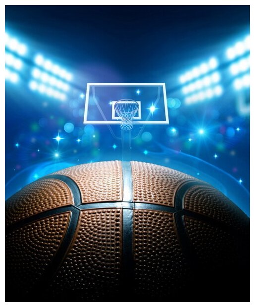 Постер на холсте Баскетбольный мяч и кольцо 40см. x 48см.