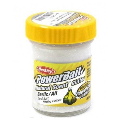 Насадка Berkley PowerBait Natural Scent Glitter Trout Bait, 50 г, 50 мл, garlic white