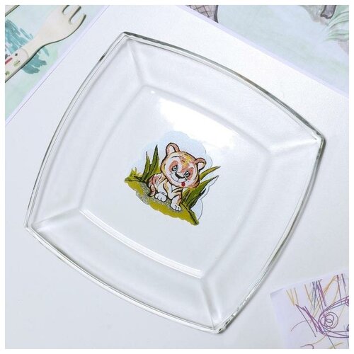 фото Тарелка «весёлые зверюшки. тигрёнок», 19,5×19,5 см mikimarket