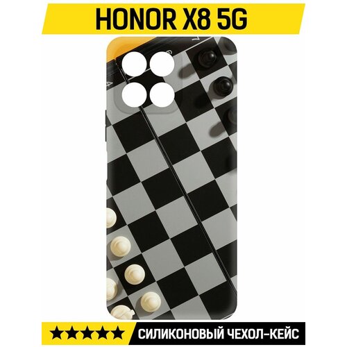 Чехол-накладка Krutoff Soft Case Шахматы для Honor X8 5G черный чехол накладка krutoff soft case икра для honor x8 5g черный