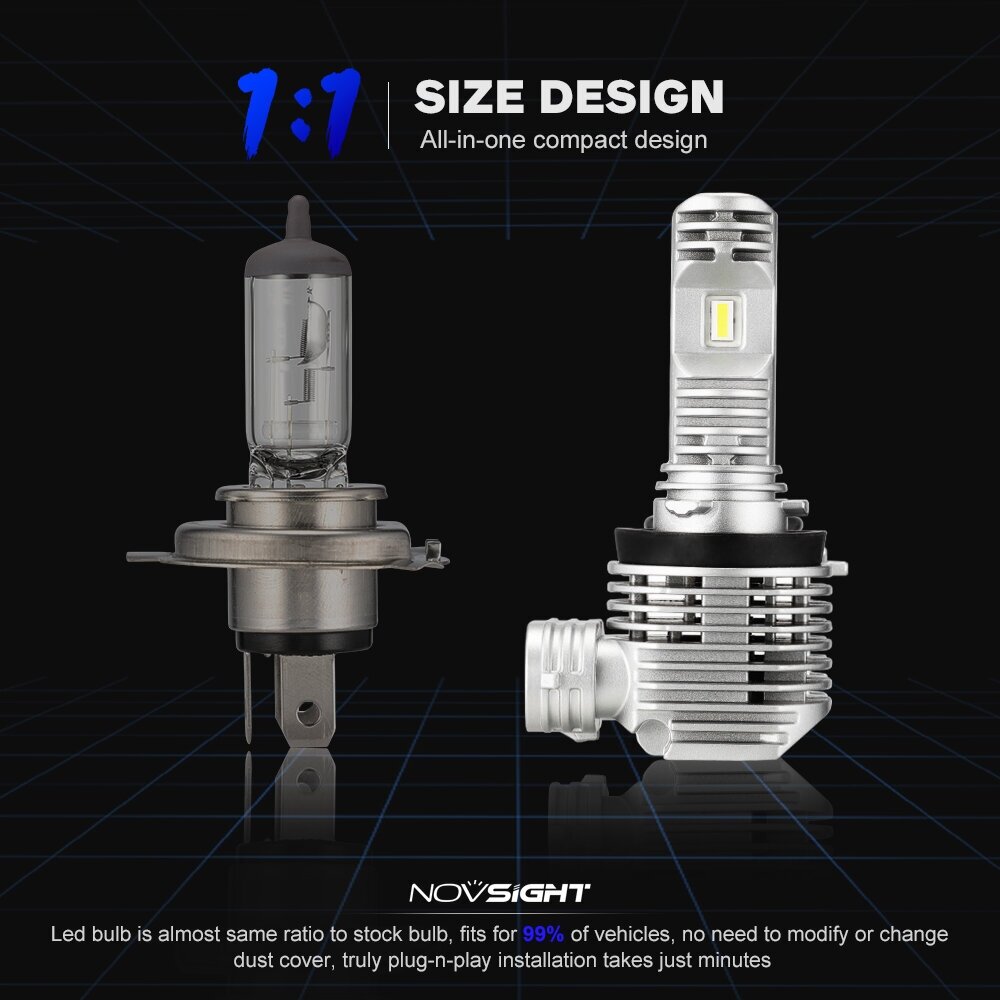 Светодиодная лампа Novsight N36 H11 цоколь PGJ19-2 50Вт 2 6000К 12000Лм белый свет LED автомобильная