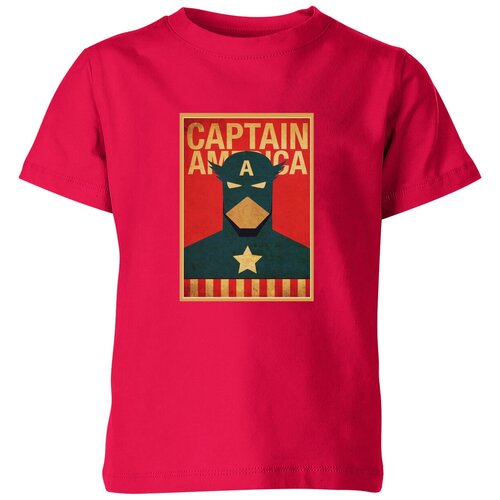 детская футболка капитан америка постер комикс марвел 104 белый Футболка Us Basic, размер 4, розовый